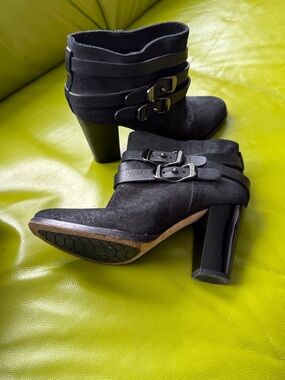 Jimmy Choo Black Suede Buckle Ankle Boots